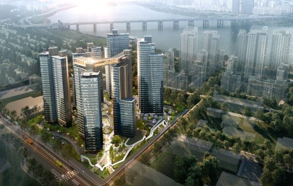 서울 서초구 반포동 12번지 일대 신반포15차 재건축 아파트(래미안 원펜타스) 단지 조감도./삼성물산