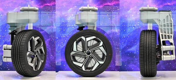 현대모비스가 개발에 성공한 자동차의 조향·제동·현가·구동 시스템을 바퀴 하나에 접목시킨 신기술인 e-코너 모듈./사진=현대모비스