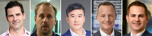 삼성전자 2022년 정기 임원 인사에서 승진한 외국인 임원 5명. 왼쪽부터 주드 버클리 부사장, 마이클 고다드(이하 상무), 오양지, 올라프 메이, 제임스 휘슬러./사진=삼성전자