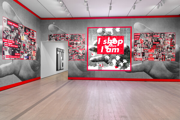 Installation photograph, Barbara Kruger: Thinking of You . I Mean Me . I Mean You., Los Angeles County Museum of Art, 2022, art © Barbara Kruger, photo © Museum Associates/LACMA