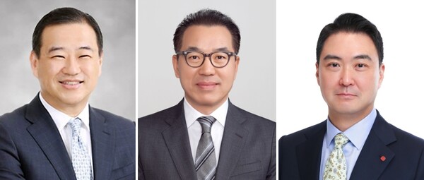 (왼쪽부터) 김상현 롯데유통군HQ총괄대표, 정준호 롯데백화점 대표, 강성현 롯데마트 대표./사진=롯데쇼핑
