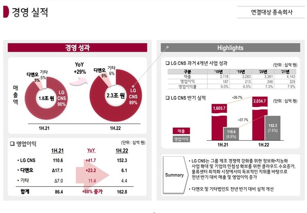 LG 2분기 연결 종속회사 경영 실적./자료=LG