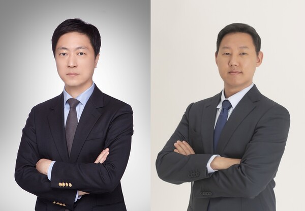 (왼쪽부터) 김준수 이랜드킴스클럽 신임 대표와 김태형 이랜드글로벌 신임 대표./사진=이랜드