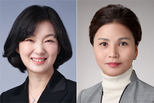 (왼쪽부터) 김주연 전 P&G 오럴케어&그루밍 한국·일본지역 부회장과 이복희 롬엔드하스전자재료씨엠피코리아 대표./사진=SK이노베이션