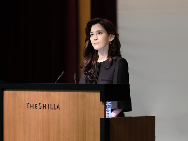 이부진 호텔신라 사장이 16일 서울 중구 장충사옥에서 진행된 50기 주주총회에서 발언하고 있다./사진=호텔신라