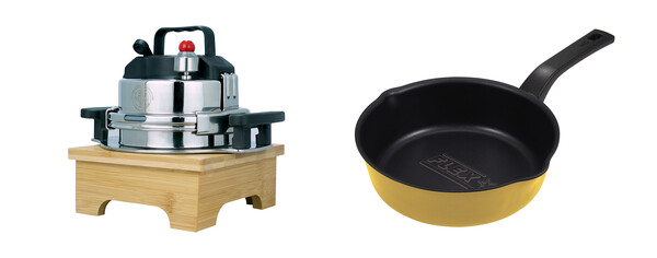 (좌) 바로밥 소형 압력솥 (우) 해피콜 플렉스팬 /GS샵