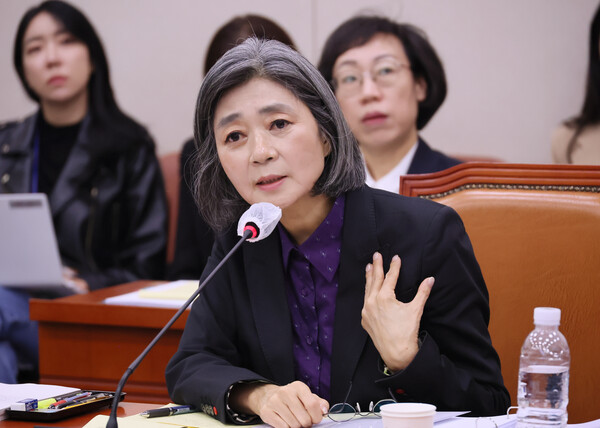 김행 여성가족부 장관 후보자가 5일 국회에서 열린 인사청문회에서 의원 질의에 답변하고 있다. 2023.10.5/연합