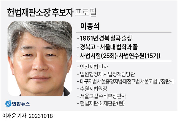 이종석 헌재소장 후보자 프로필