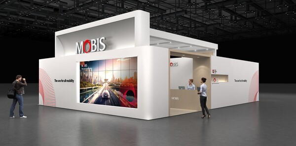 현대모비스가 26일부터 일본 도쿄에서 열리는 ‘Japan Mobility Show’에 참가해 일본 현지 완성차 업체를 대상으로 신규 사업 기회를 창출할 계획이라고 19일 밝혔다. 사진은 현대모비스 전시 부스 조감도. /현대모비스