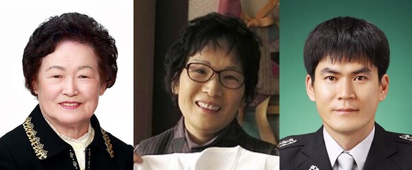 LG의인상을 수상한 (왼쪽부터) 김도순씨, 곽경희씨. 남기엽 소방위./LG