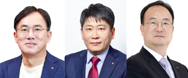 2023년 LG그룹 인사에서 새로 임명된 최고경영자(CEO) 3인방. 왼쪽부터 LG디스플레이 정철동, LG에너지솔루션 김동명, LG이노텍 문혁수 CEO.