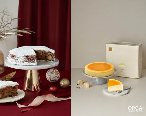 (왼쪽부터) ‘우리밀 슈톨렌 케이크’, ‘우리쌀 치즈케이크' / 사진=풀무원