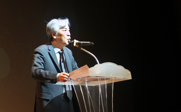 2024년 1월 2일 서울 상암동 에스플렉스센터에서 열린 신년행사에서 조성호 공영홈쇼핑 대표이사가 신년사를 전하고 있다. /공영홈쇼핑