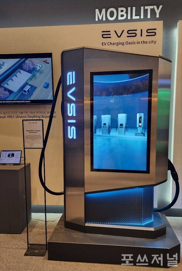 롯데이노베이트의 자회사 EVSIS에서 개발한 Mw급 전기차 충전기./사진=문기수 기자