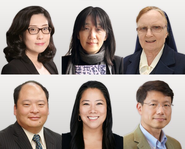 2024년 삼성호삼상을 수상한 (왼쪽 윗줄부터) 이수인 미국 워싱턴대 교수(공학상), 한강 소설가(예술상), 제라딘 라이어 수녀(사회봉사상)(왼쪽 아랫줄부터) 고(故) 남세우 미국 국립표준기술연구소 연구원(과학상), 혜란 다윈 미국 뉴욕대 교수(과학상), 피터 박 미국 하버드의대 교수./사진=호암재단