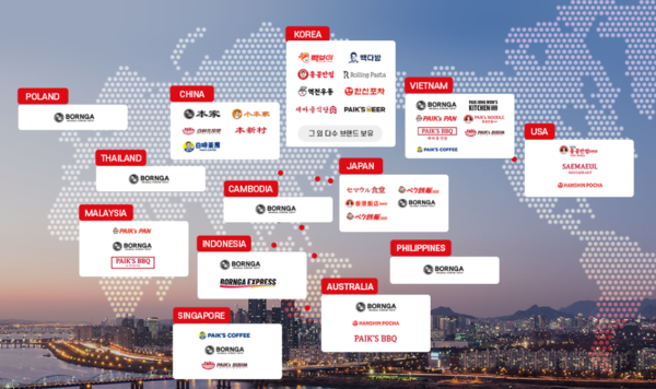 더본코리아 프랜차이즈 브랜드 해외 진출 현황.2024.6.기준/ 자료=더본코리아