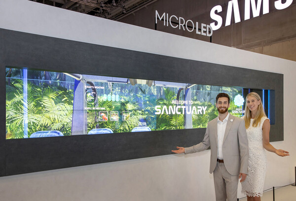 삼성전자가 IFA2024 부스에 설치한 211형 투명 마이크로 LED./사진=삼성전자