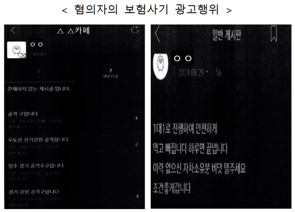 혐의자의 보험사기 광고행위/사진=금융감독원