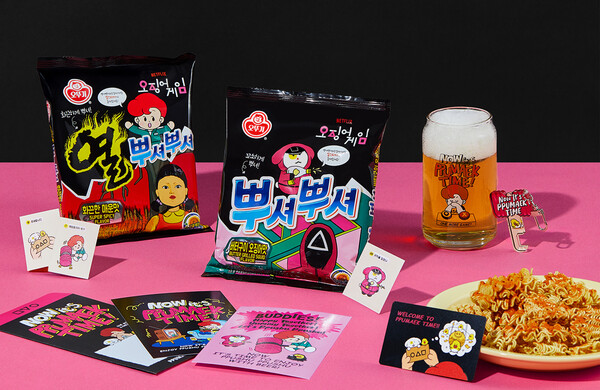 오뚜기가 '오징어 게임' 시즌2와 협업해 지난달 출시한 뿌셔뿌셔 신제품 2종의 누적 판매량이 출시 약 50일만에 160만 개를 돌파했다./사진=오뚜기.