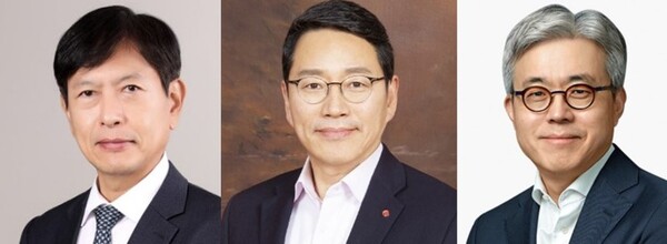 한국공학한림원 2025년 신입 정회원에 선정된 (왼쪽부터) 안현 SK하이닉스 개발총괄사장, 조주완 LG전자 대표, 최시영 삼성전자 상담역.