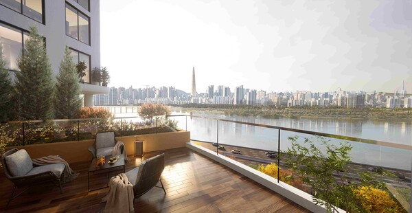 테라스 정원 하우스에서 바라본 한강 조망. /2025.1.10 삼성물산