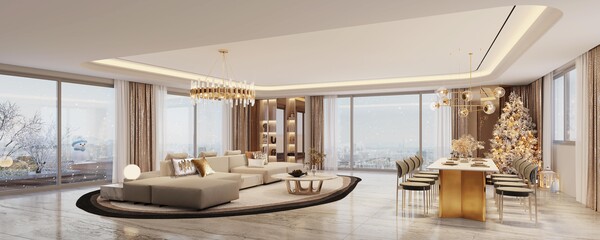 가변 평면 적용으로 개방감을 극대화한 테라스 정원 하우스 거실. /2025.1.10 삼성물산