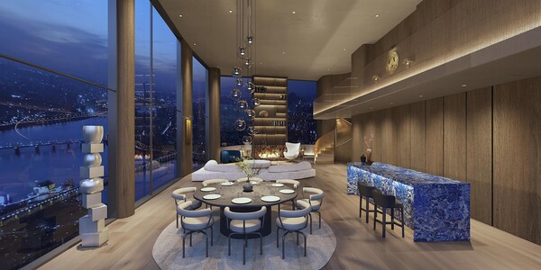 3개층으로 구성된 트리플렉스 펜트하우스 거실. /2025.1.10 삼성물산