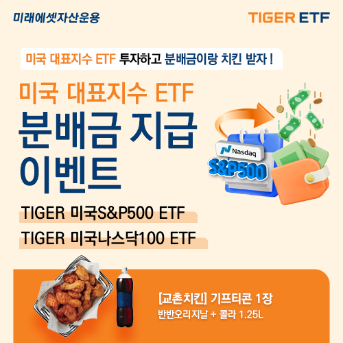 미래에셋자산운용이 '타이거(TIGER) 미국 대표지수 상장지수펀드(ETF)' 2종의 분배금 이벤트를 진행한다./사진=미래에셋자산운용.