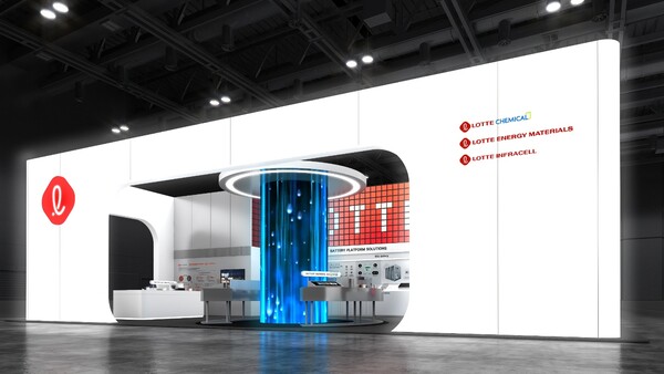 2025년3월5일부터 7일까지 서울 강남구 코엑스에서 열리는 인터배터리 2025 현장에 꾸려질 롯데화학군 전시관 조감도./이미지=롯데케미칼