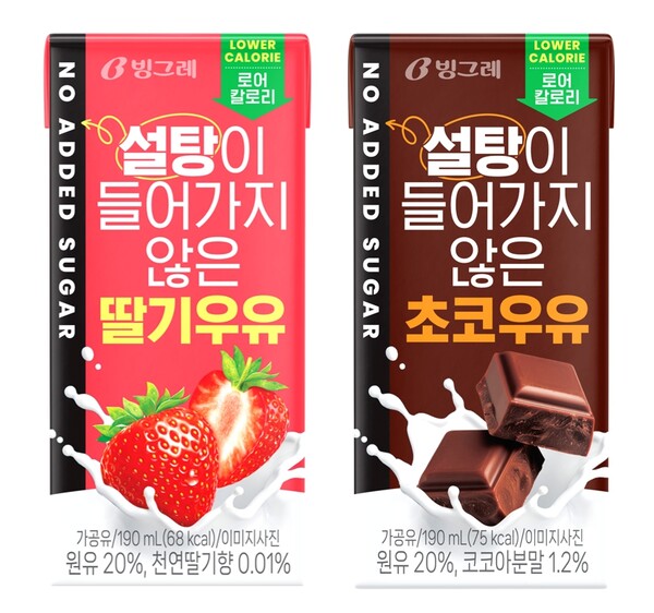설탕이 들어가지 않은 우유 2종 / 이미지=빙그레