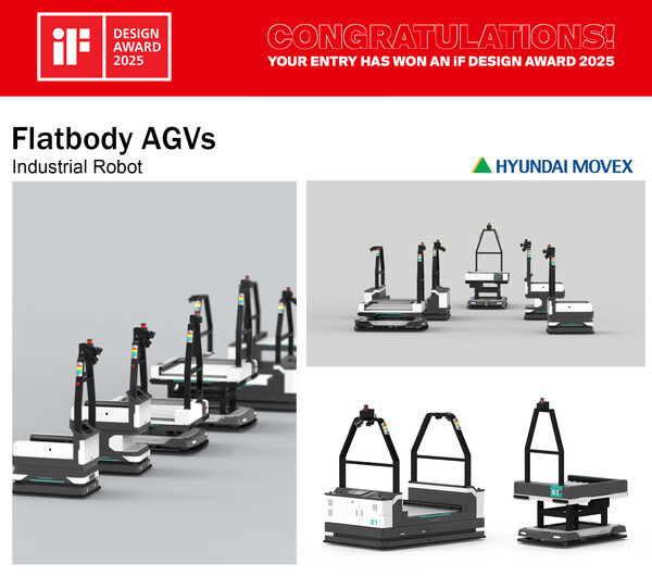 iF디자인어워드에서 제품 디자인상을 수상한 현대무벡스의 무인이송로봇 플랫바디AGV./사진=현대무벡스