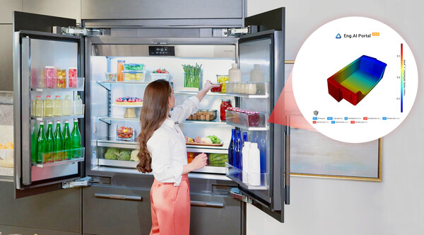 LG전자가 인공지능(AI)을 활용해 완성 제품의 품질 예측 시간을 기존 대비 최대 99%까지 단축하는 AI 기술을 개발했다. 사진은 웹 기반 서비스 플랫폼인 'Eng.AI'를 활용해 냉장고용 부품 품질을 예측하는 모습./사진=LG전자. 2025.3.27