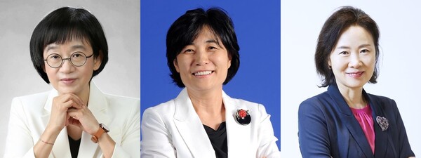 (왼쪽부터) SK(주) 이사회 의장 김선희 매일유업 대표, SK바이오팜 이사회 의장 서지희 이화여대 경영학부 특임교수, SKC 이사회 의장 채은미 전 페덱스코리아 대표./사진=각 사 