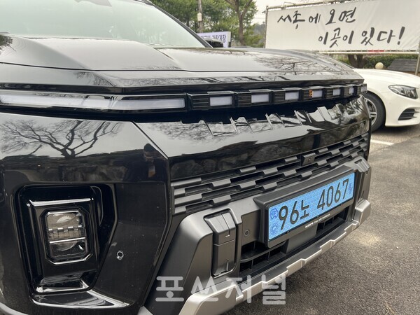 무쏘 EV 전면부./사진=김지훈 기자