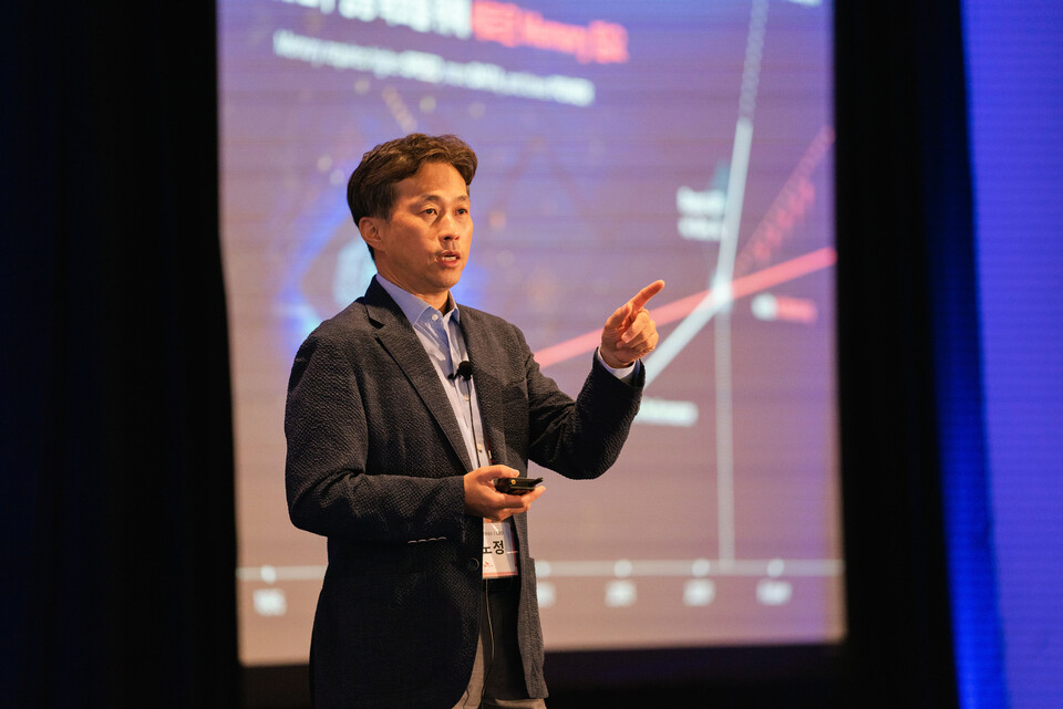 '2024 SK 글로벌 포럼'에서 곽노정 대표이사 사장(CEO·최고경영자)이 기조연설을 하고 있다. 2025.5.29./사진=SK하이닉스