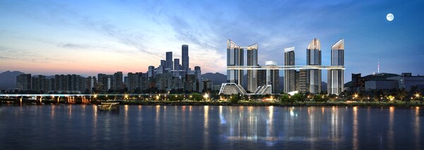 HDC현대산업개발이 서울 용산구 한강로3가 40-641일대 7만1901㎡ 부지에서 진행되는 도시정비사업인 용산 정비창 전면 1구역 재개발 구역에 제시한 조감도./2025.6.21.HD현대산업개발