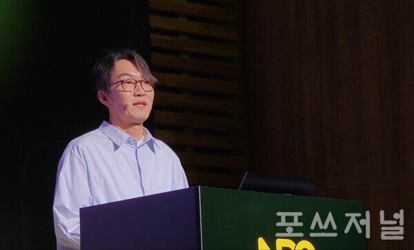 2025년 6월 24일 이정헌 넥슨 대표가 경기도 성남기 경기창조경제혁신센터에서 진행된 NDC25행사에서 환영사를 하고 있다. /사진=문기수 기자