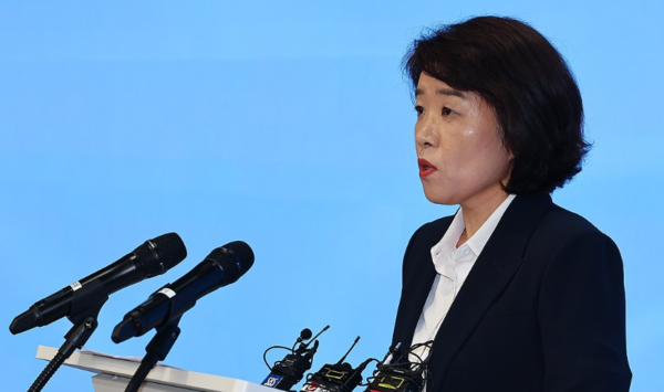 2025년7월8일 서울 종로구 KT빌딩에서 진행된 김건희 특검 정례브리핑에서 오정희 특검보가 발언하고 있다./사진=연합뉴스