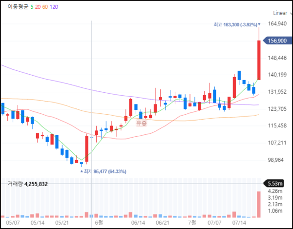 포스코퓨처엠 주가 추이(일봉)./네이버페이증권