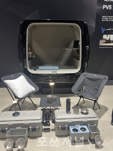 2025년 7월 22일 경기도 광명시 아이벡스 스튜디오에서 개최된 '더 기아 PV5 테크 데이'에 PV5 개발 과정과 기술이 전시돼 있다./사진=김지훈 기자