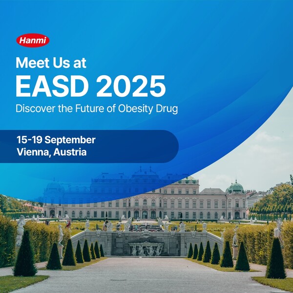 한미약품이 2025년 9월 15일부터 19일까지 오스트리아 비엔나에서 열리는 유럽당뇨병학회(EASD 2025)에 참가해 차세대 비만 신약에 대한 총 6건의 연구 성과를 발표한다. 사진은 EASD  205 포스터./한미그룹