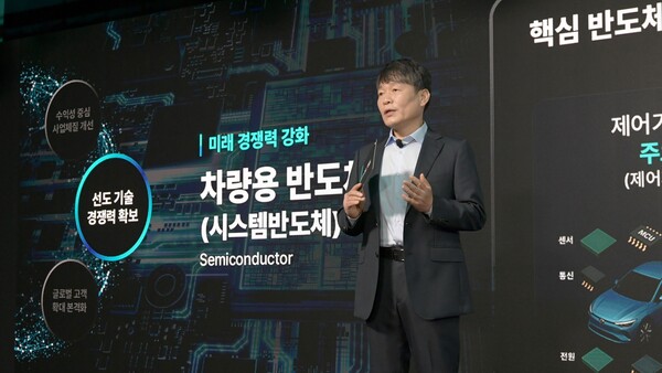 2025년 8월 27일 여의도 페어몬트 호텔에서 열린 ‘2025 CEO 인베스터 데이’에서 이규석 현대모비스 사장이 발표자로 나서 회사 미래 성장 전략과 구체적인 실행 계획을 발표하고 있다./사진=현대모비스