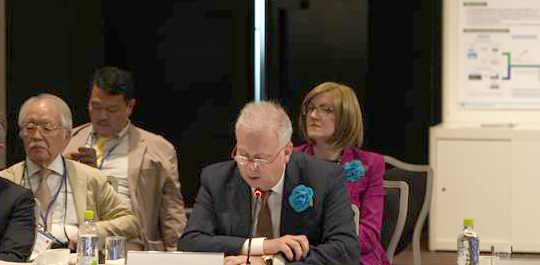 켄 라미레즈(Ken Ramirez) 현대차그룹 에너지&수소사업본부 부사장이 2025년 9월 15일 일본 오사카 힐튼호텔에서 열린 제7차 수소장관 에너지회의와 제1차 지속가능연료 장관회의에 참석해 발언을 하고 있다. 2025.9.17./사진=현대자동차그룹