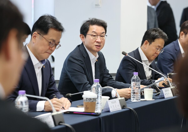 2025년 10월 16일 서울 종로구 손해보험협회에서 열린 '금융위원장-보험회사 CEO 간담회'에서 이억원 금융위원장이 발언하고 있다./사진=연합뉴스