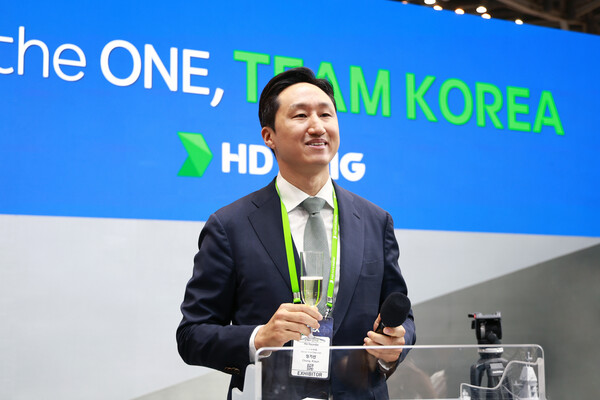 2025년 5월 28일 부산광역시 벡스코에서 열린 마렉스 리셉션 행사에서 HD현대 정기선 수석부회장이 인사말을 하고 있다. /HD현대
