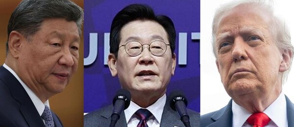 사진 왼쪽부터 시진핑 중국 국가주석, 이재명 대통령, 도널드 트럼프 미국 대통령./연합